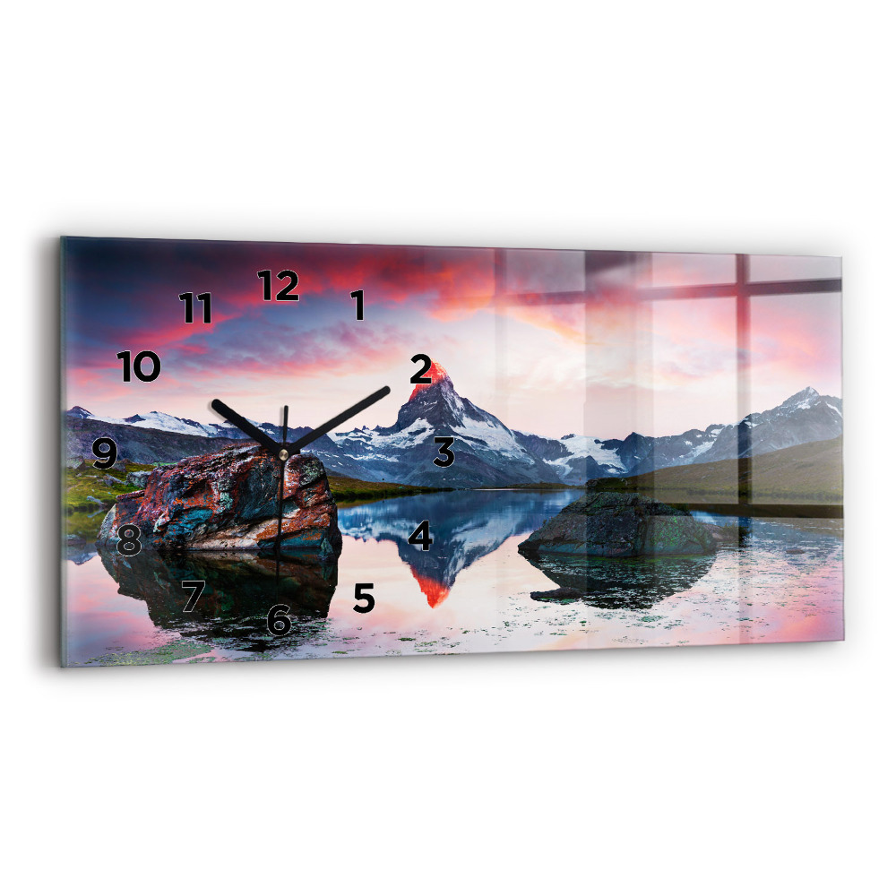 Zegar szklany 60x30 Jezioro Stellisee Matterhorn