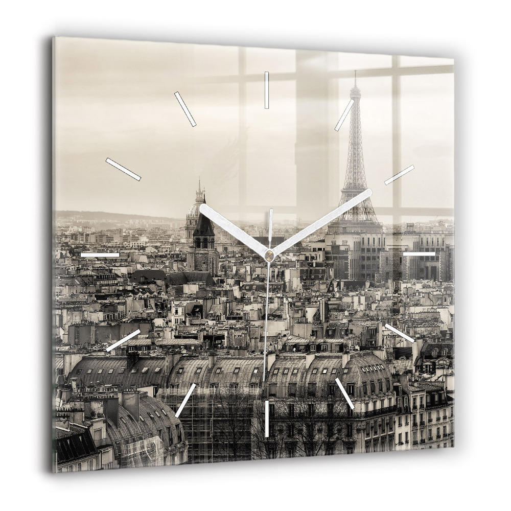 Zegar szklany 60x60 Krajobraz panorama Paryża