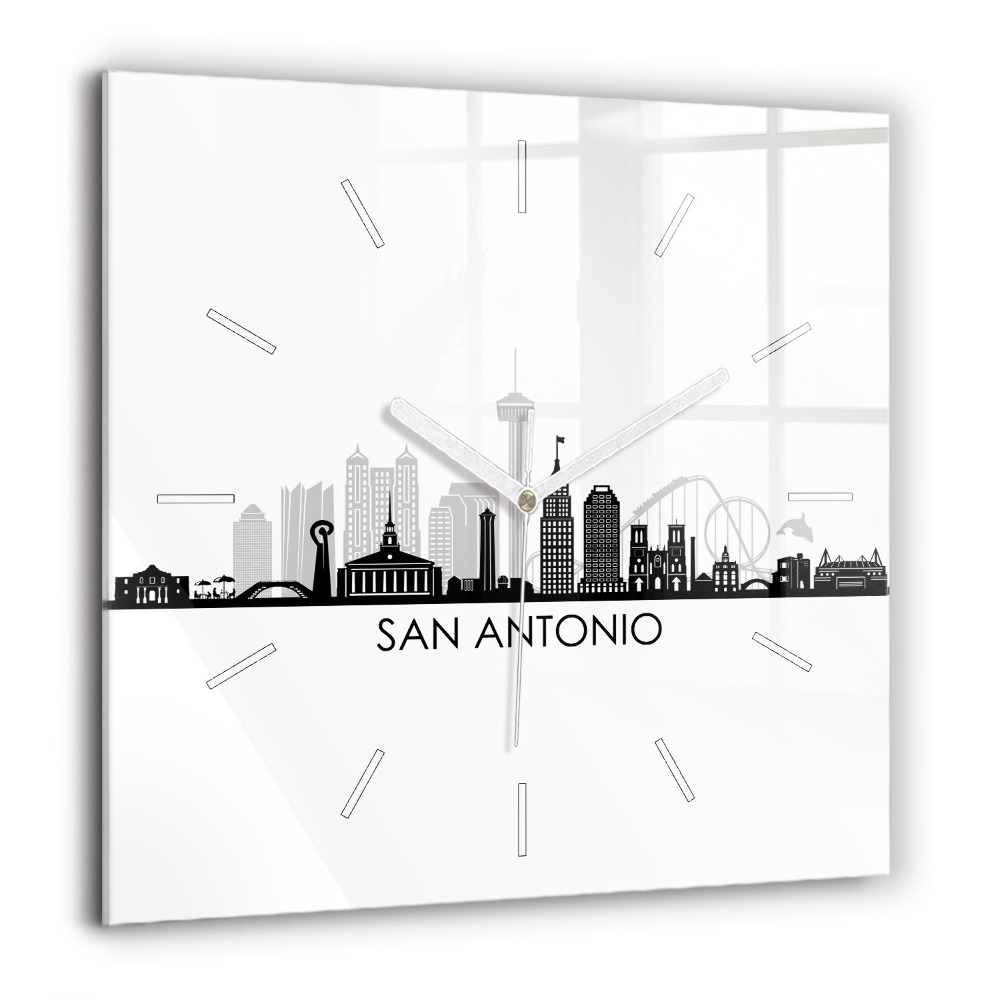 Zegar szklany 60x60 Miasto San Antonio Texas