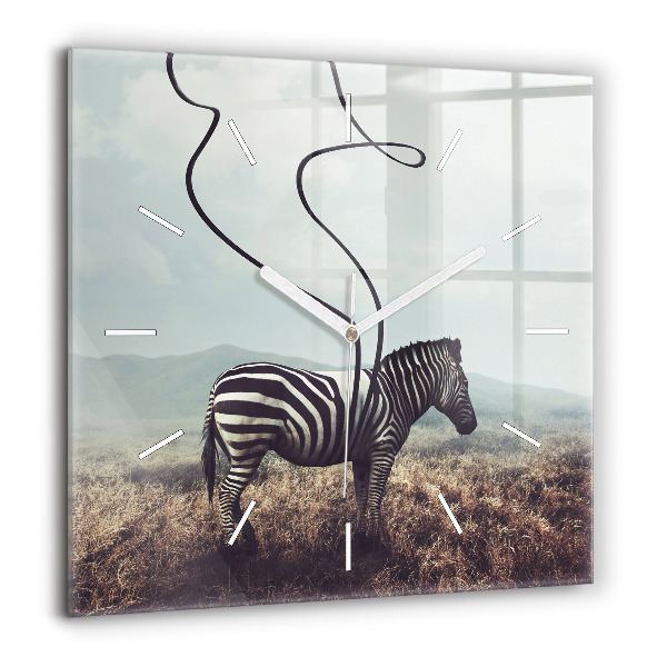 Zegar szklany 60x60 Zebra – Abstrakcja