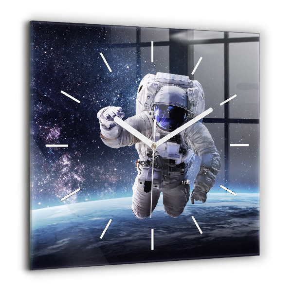 Zegar szklany 60x60 Astronauta nad ziemią