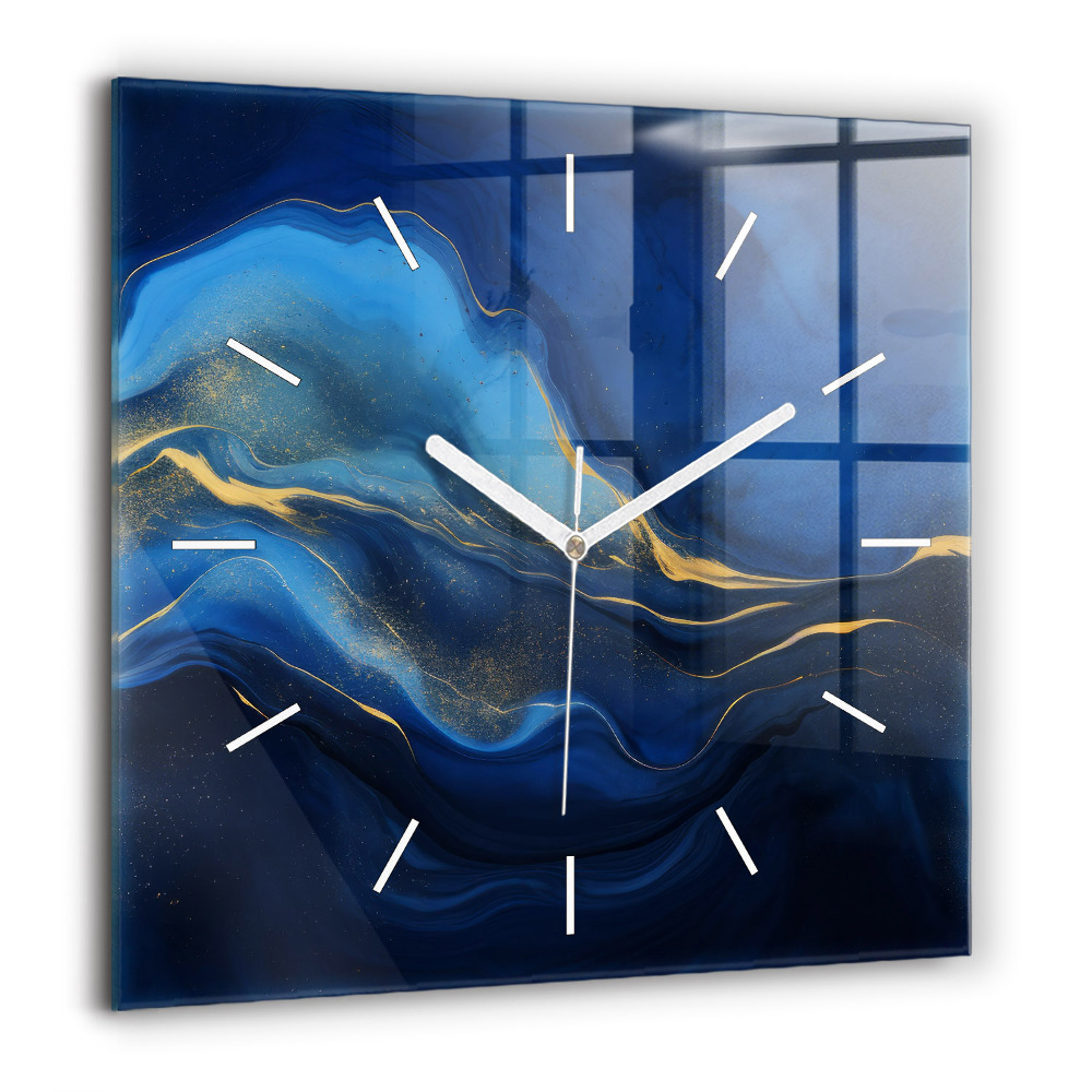 Zegar szklany 60x60 Niebieski marmur