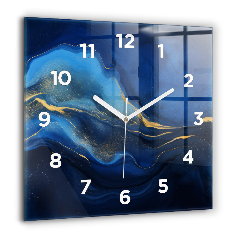 Zegar szklany 60x60 Niebieski marmur