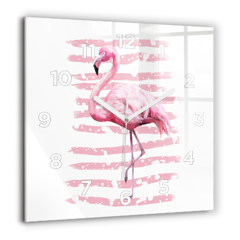 Zegar szklany 60x60 Grafika flaminga