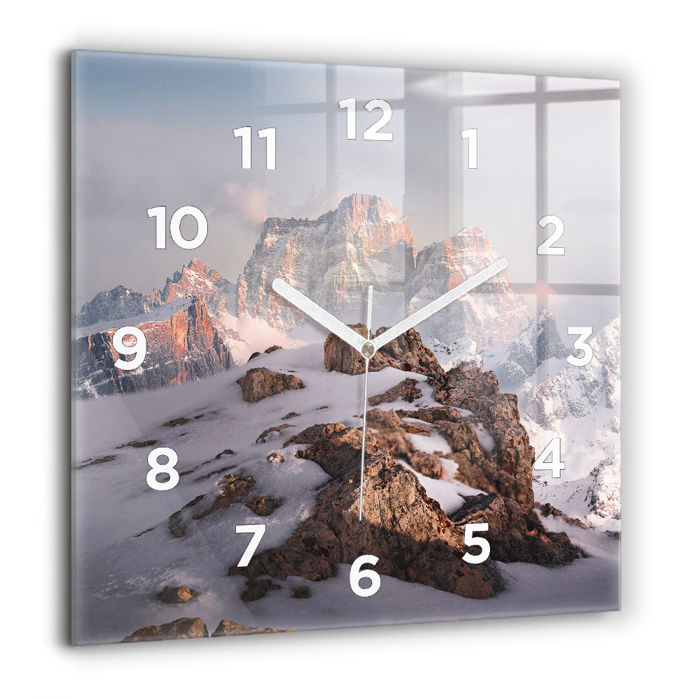 Zegar szklany 60x60 Góra pokryta śniegiem