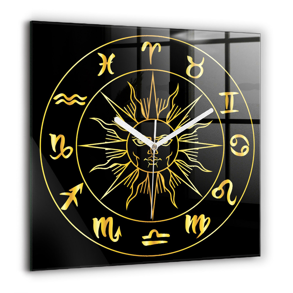 Zegar szklany 60x60 Znaki zodiaku