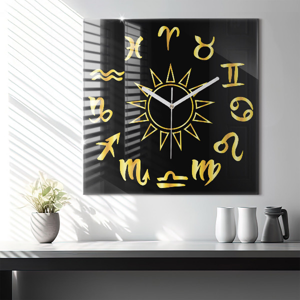 Zegar szklany 60x60 Znaki zodiaku