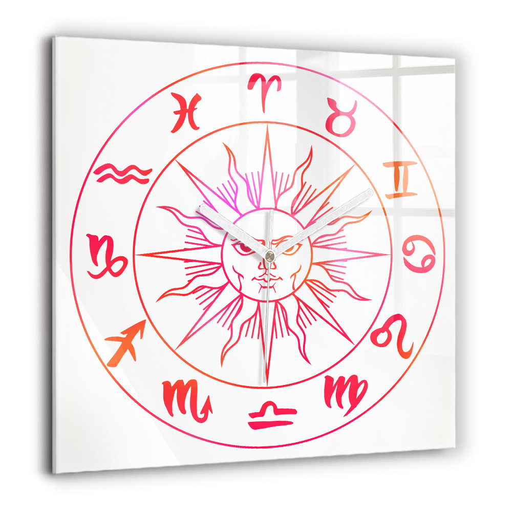 Zegar szklany 60x60 Kolorowe znaki zodiaku