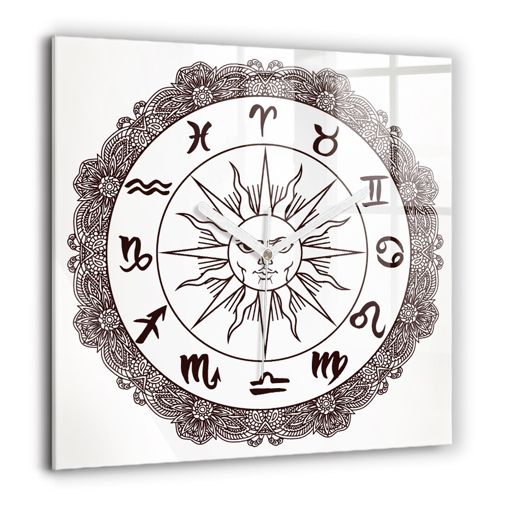 Zegar szklany 60x60 Dekoracyjne zodiaki
