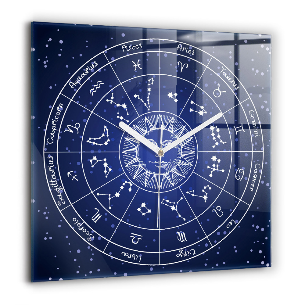 Zegar szklany 60x60 Gwiazdozbiory zodiaków