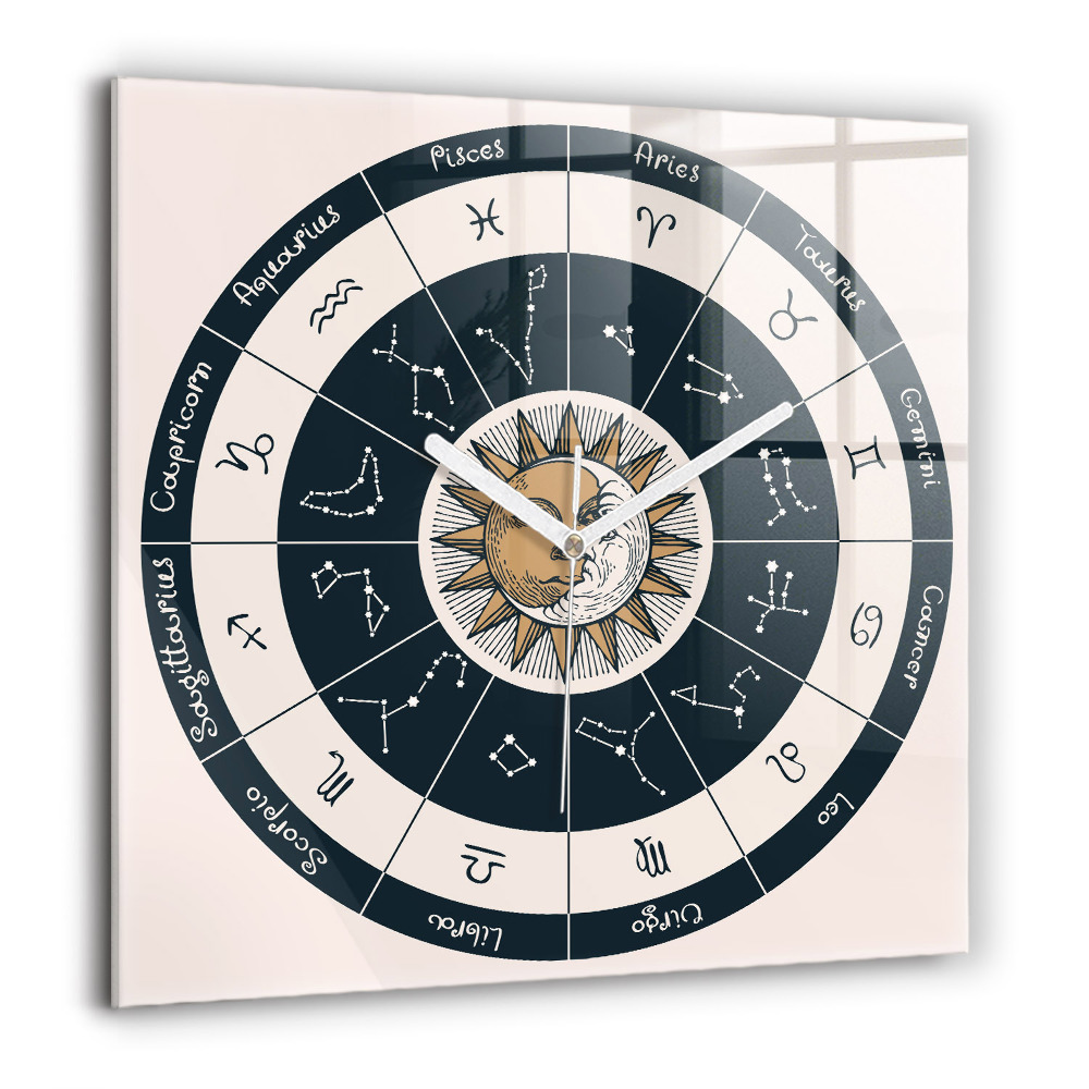 Zegar szklany 60x60 Gwiazdozbiory zodiaki