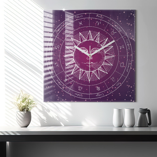 Zegar szklany 60x60 Gwiazdozbiory zodiaków