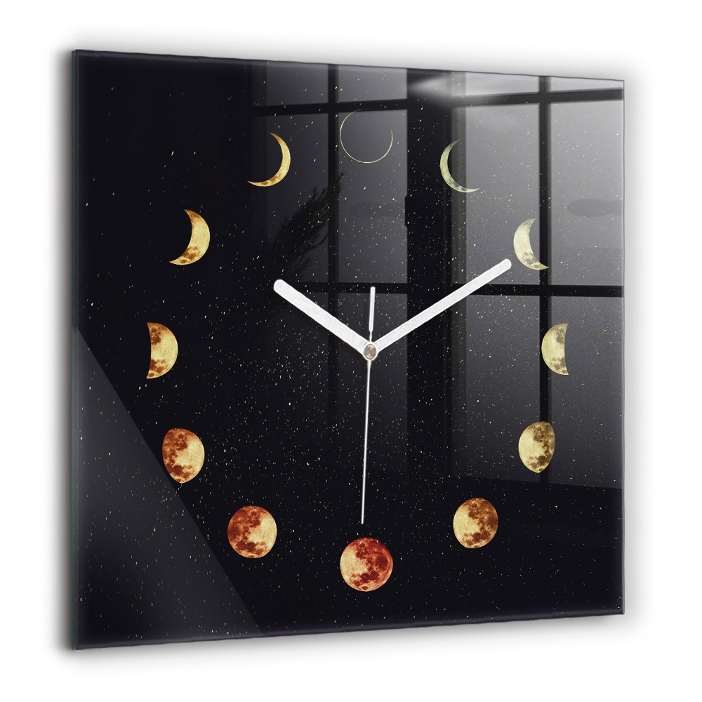 Zegar szklany 60x60 Fazy Księżyca