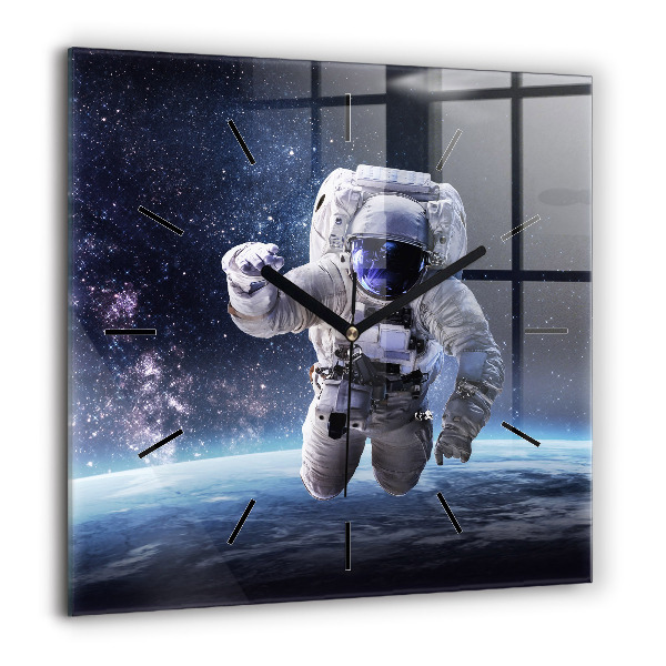 Zegar szklany 60x60 Astronauta nad ziemią