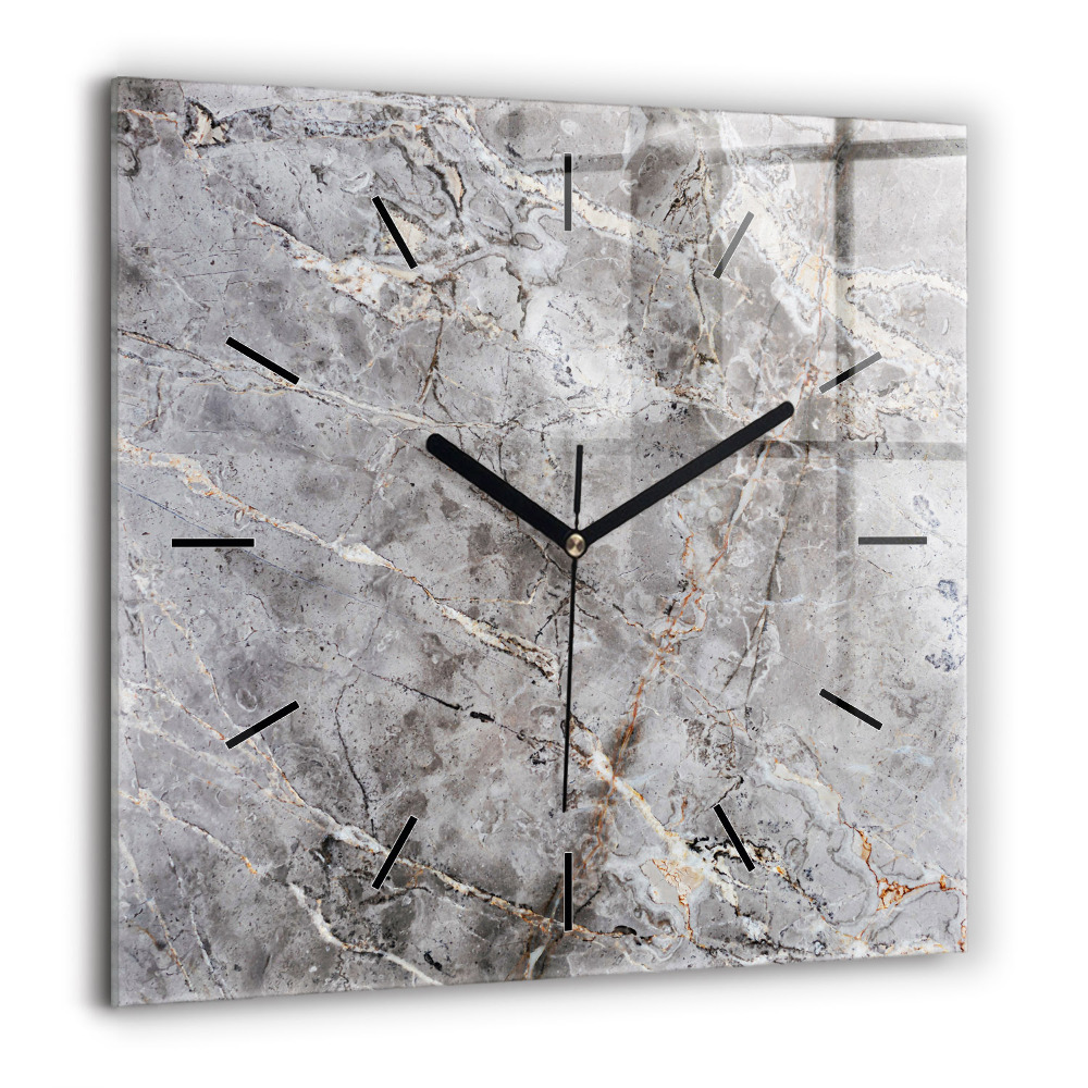 Zegar szklany 60x60 Szary granit marmur
