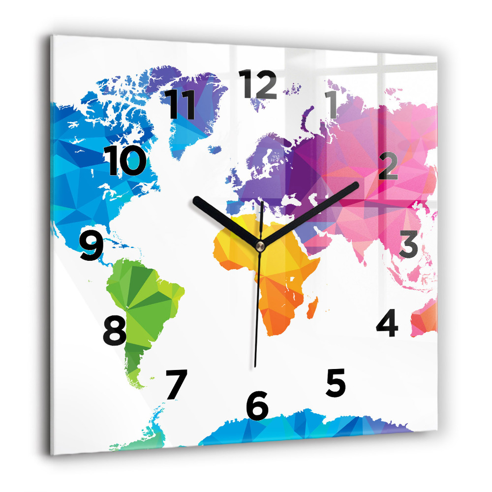 Zegar szklany 60x60 Abstrakcyjna mapa świata