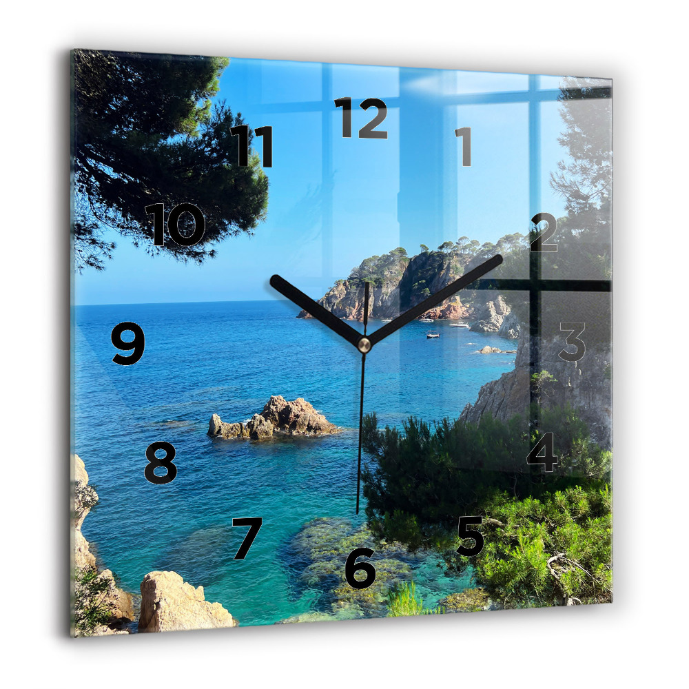 Zegar szklany 60x60 Wybrzeże Costa Brava