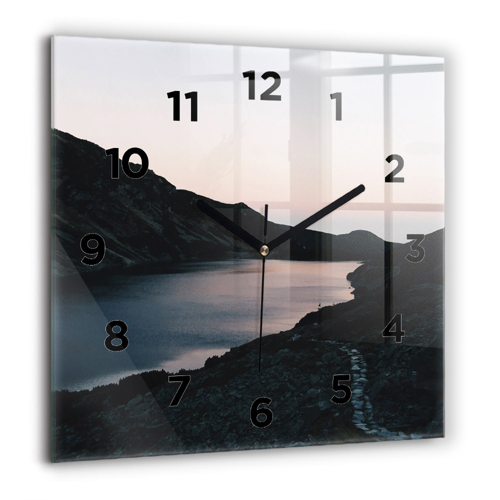 Zegar szklany 60x60 Jezioro i góry