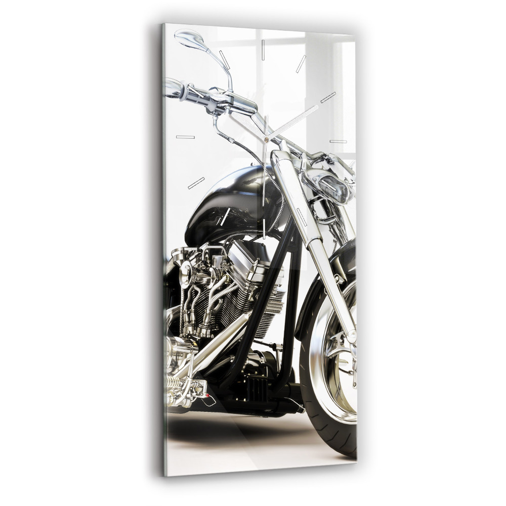 Zegar szklany Czarny motocykl