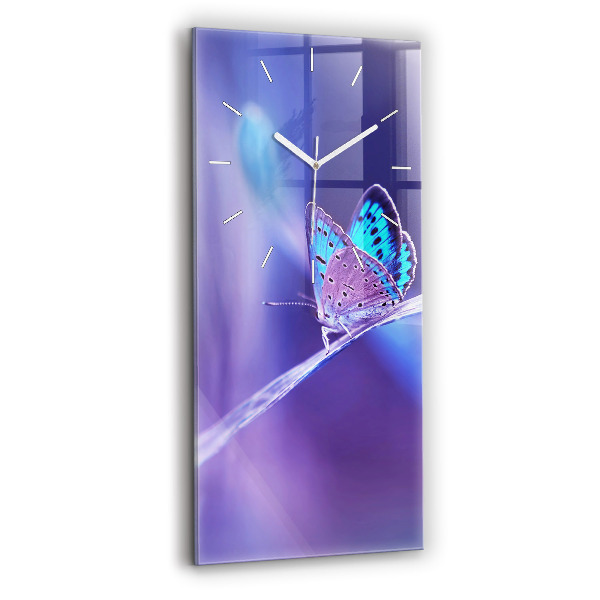 Zegar szklany Motyl na trawie