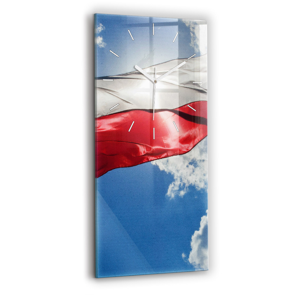 Zegar szklany Flaga Polski na tle nieba