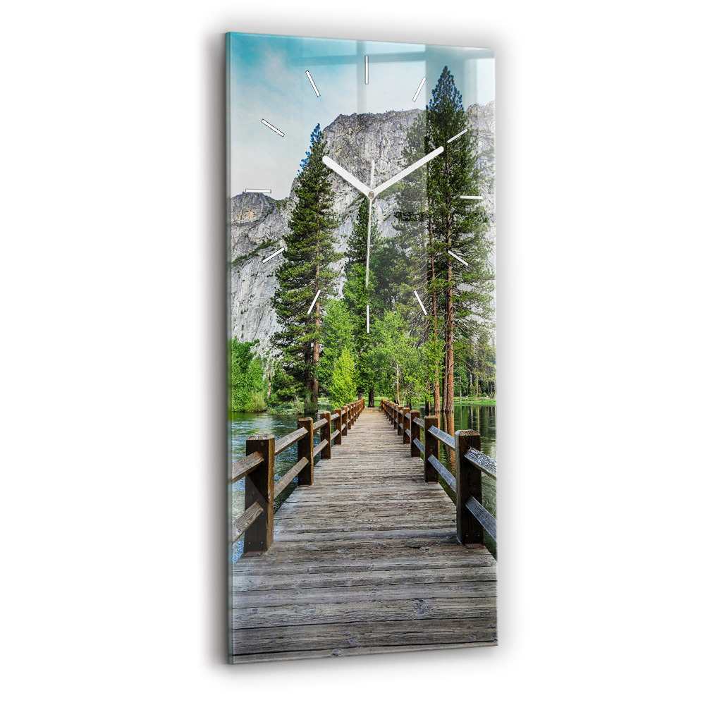 Zegar szklany Drewniany most Yosemite