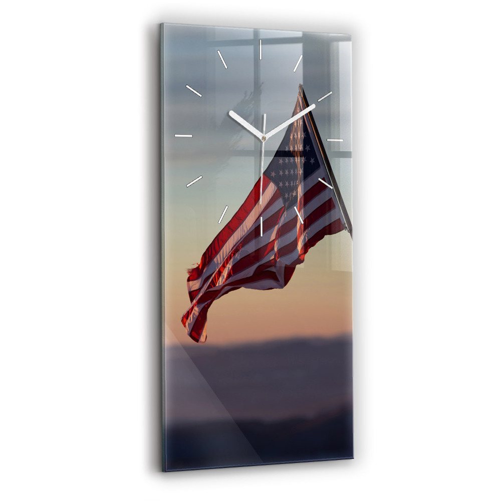 Zegar szklany Wiejąca flaga USA