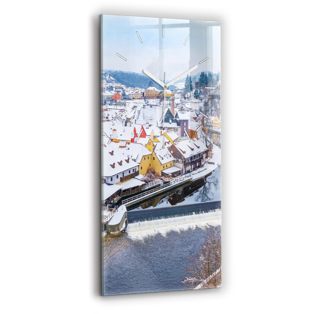 Zegar szklany Panorama miasta w zimie