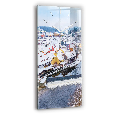 Zegar szklany Panorama miasta w zimie