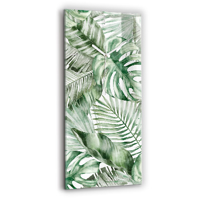 Zegar szklany Malowane liście roślin