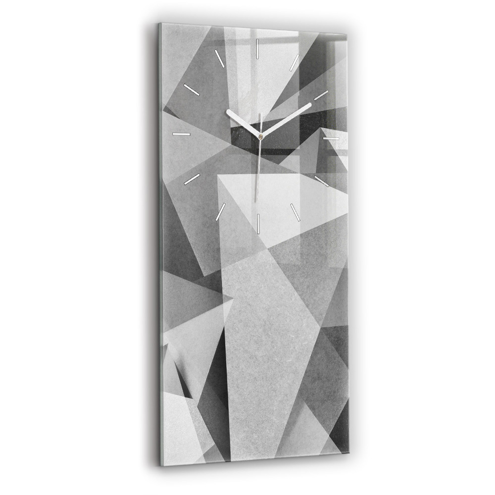 Zegar szklany Szara Geometryczna Abstrakcja