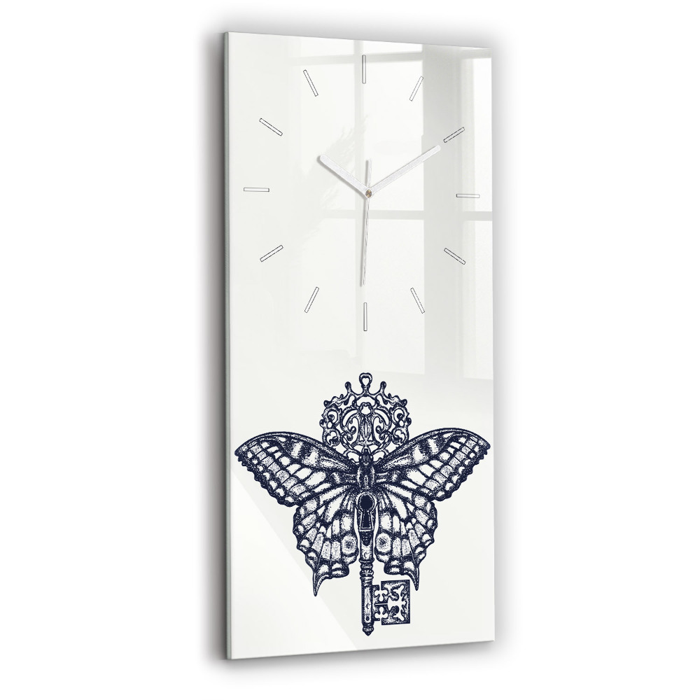 Zegar szklany Motyl i klucz – styl boho