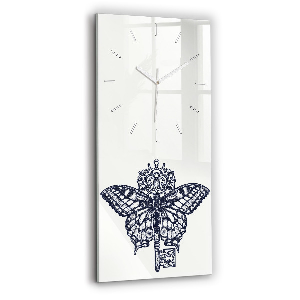 Zegar szklany Motyl i klucz – styl boho
