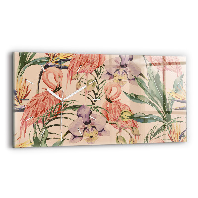 Zegar szklany Tropikalne liście palmowe