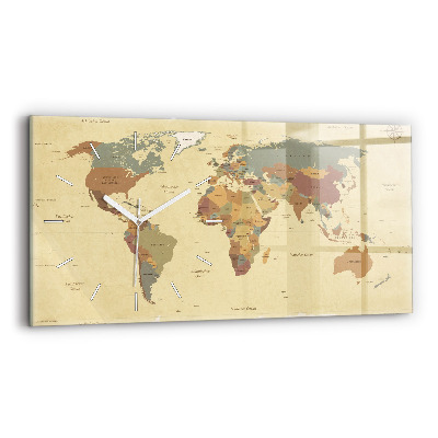 Zegar szklany Mapa świata w stylu vintage