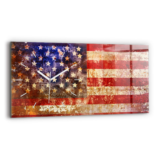 Zegar szklany Flaga USA w stylu vintage