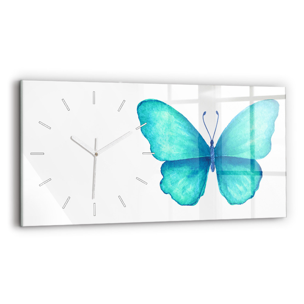 Zegar szklany Turkusowy letni motyl
