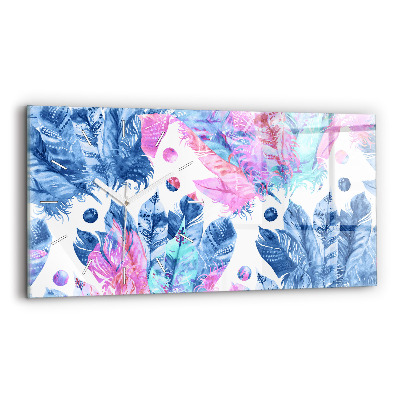 Zegar szklany Kolorowe pióra