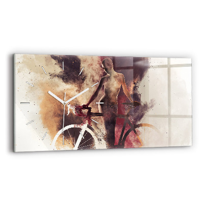 Zegar szklany Kobieta i rower