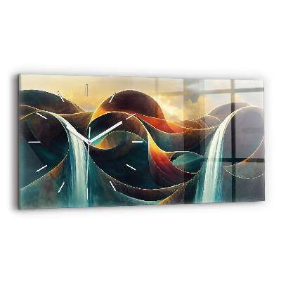 Zegar szklany Płynący wodospad tło