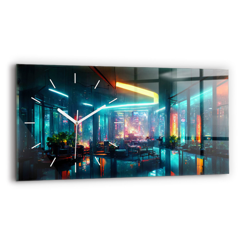 Zegar szklany Miasto w stylu cyberpunk