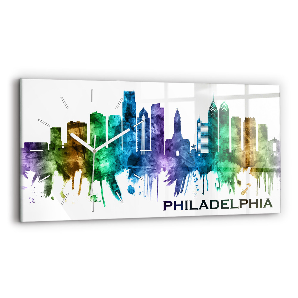 Zegar szklany Kolorowa Philadelphia
