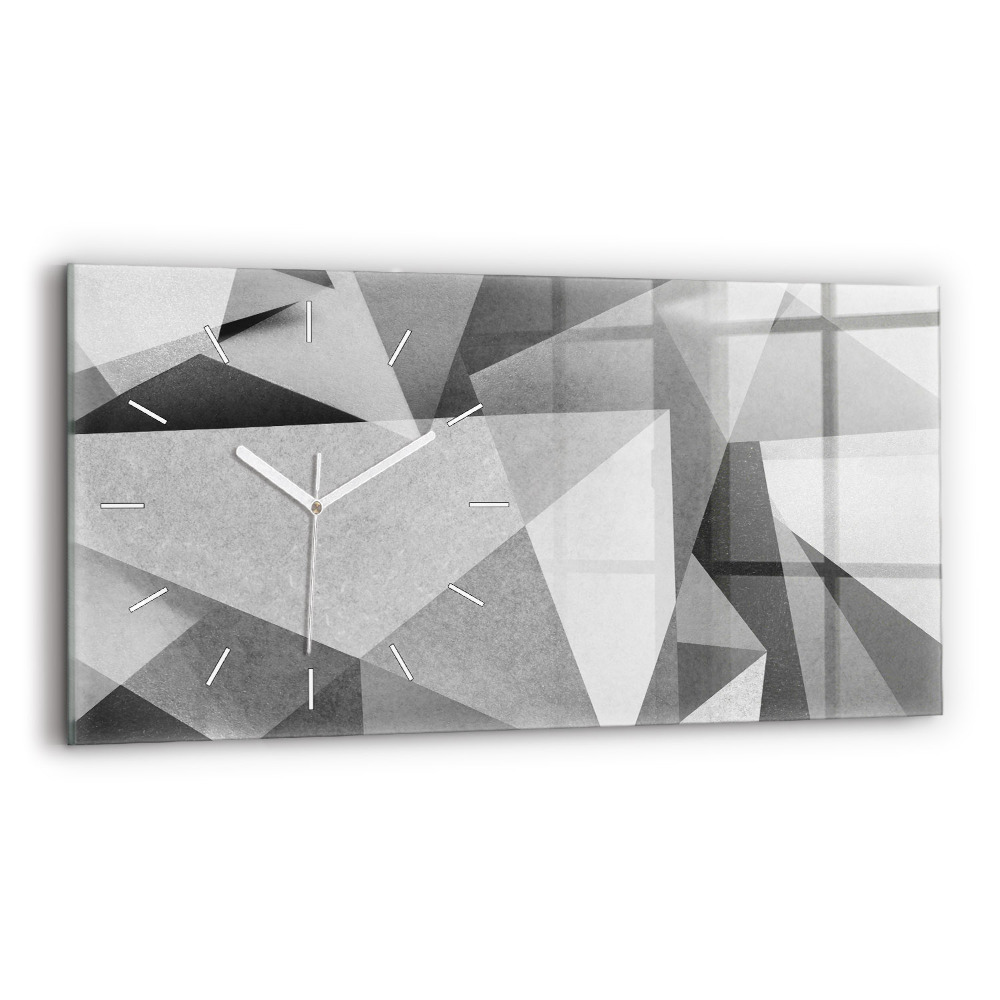 Zegar szklany Szara Geometryczna Abstrakcja