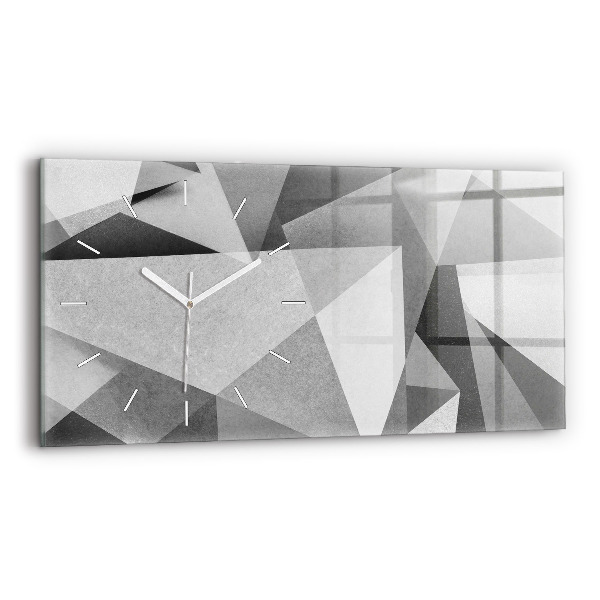Zegar szklany Szara Geometryczna Abstrakcja