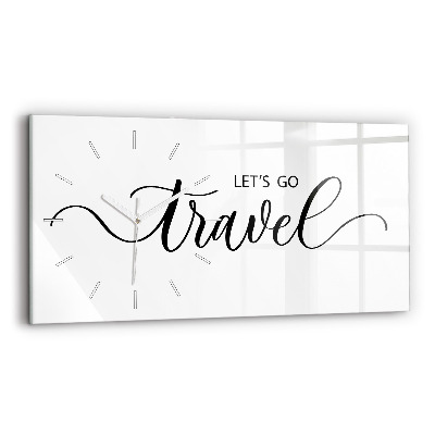 Zegar szklany Napis Travel