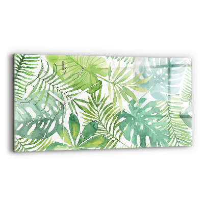 Zegar szklany Zielone liście