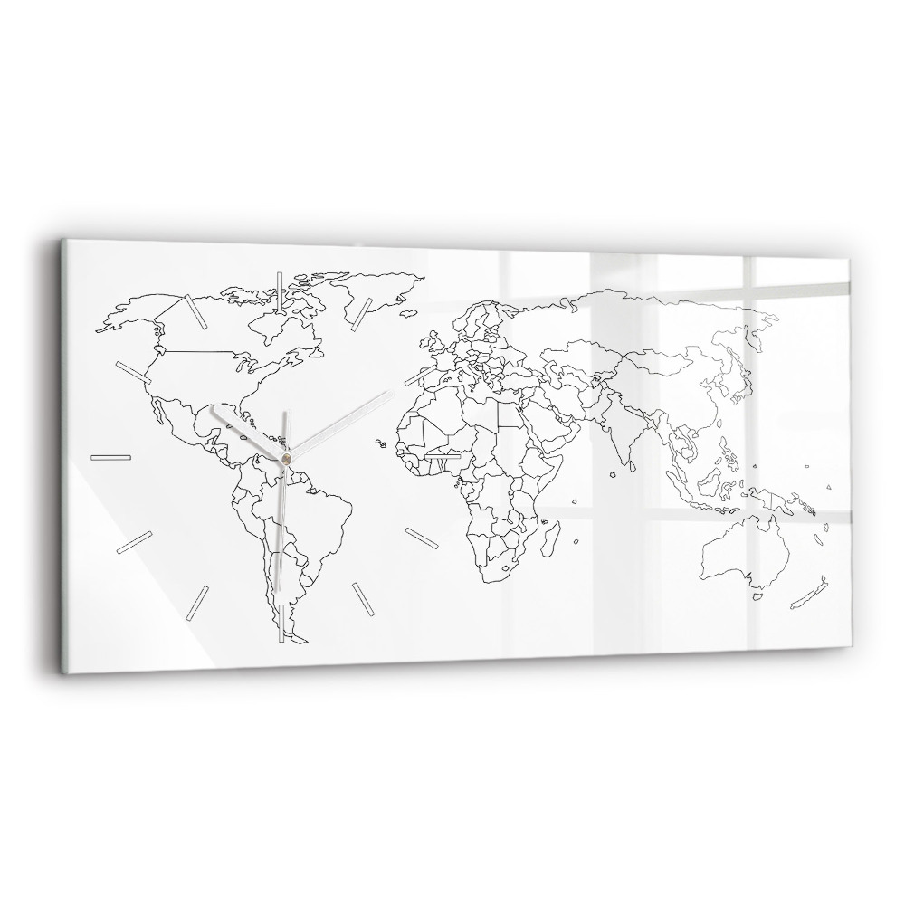 Zegar szklany Konturowa mapa świata