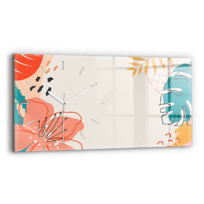 Zegar szklany Hawajskie rośliny