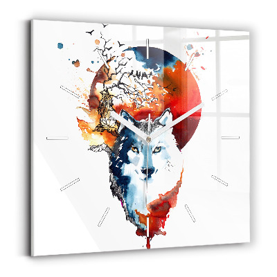 Zegar szklany Wilk i Pełnia