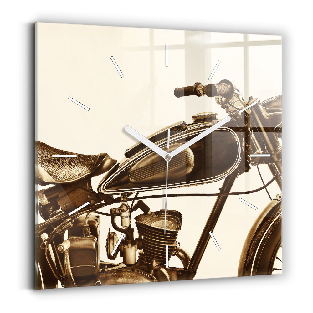 Zegar szklany Sepia motocykla Vintage